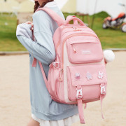 Kids Backpack Children School Bags for Girls Orthopedic Waterproof Primary Schoolbag Book Bag (Pink)